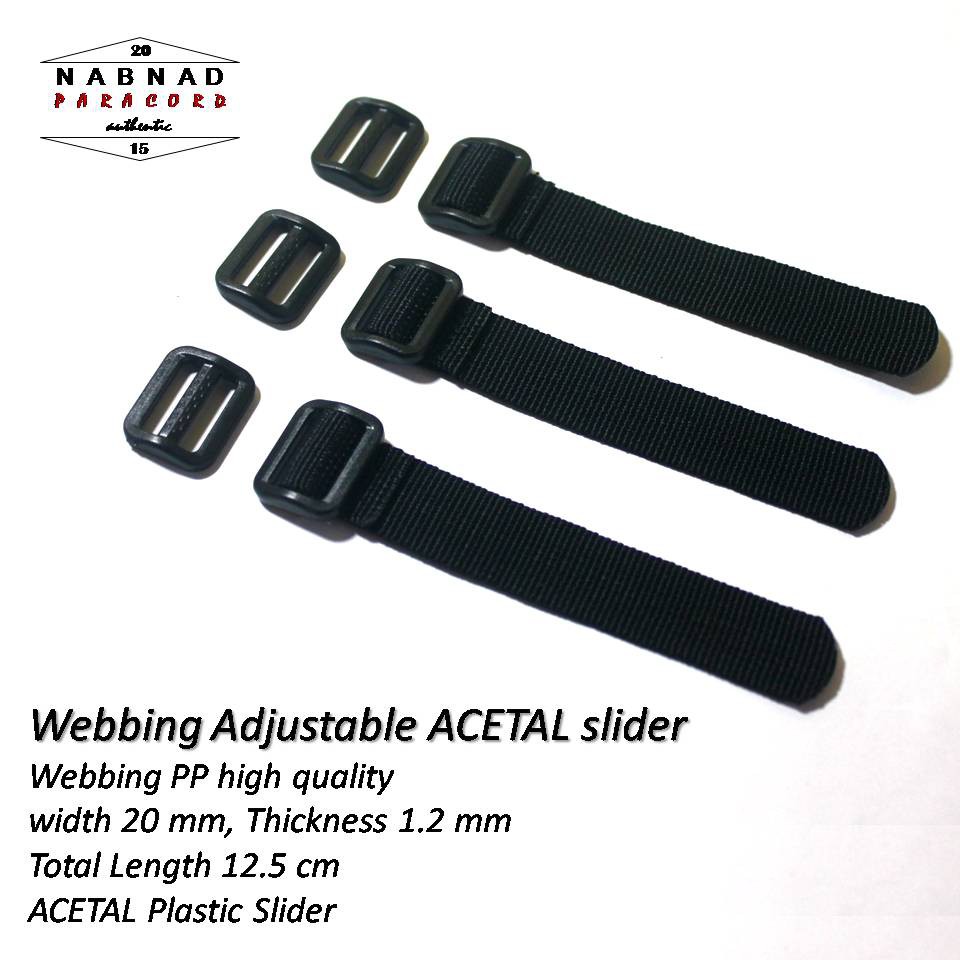 Nabnad Webbing Slider Acetal Dan Metal Buckle Adjustable Pengait Strap Jam Tangan Paracord
