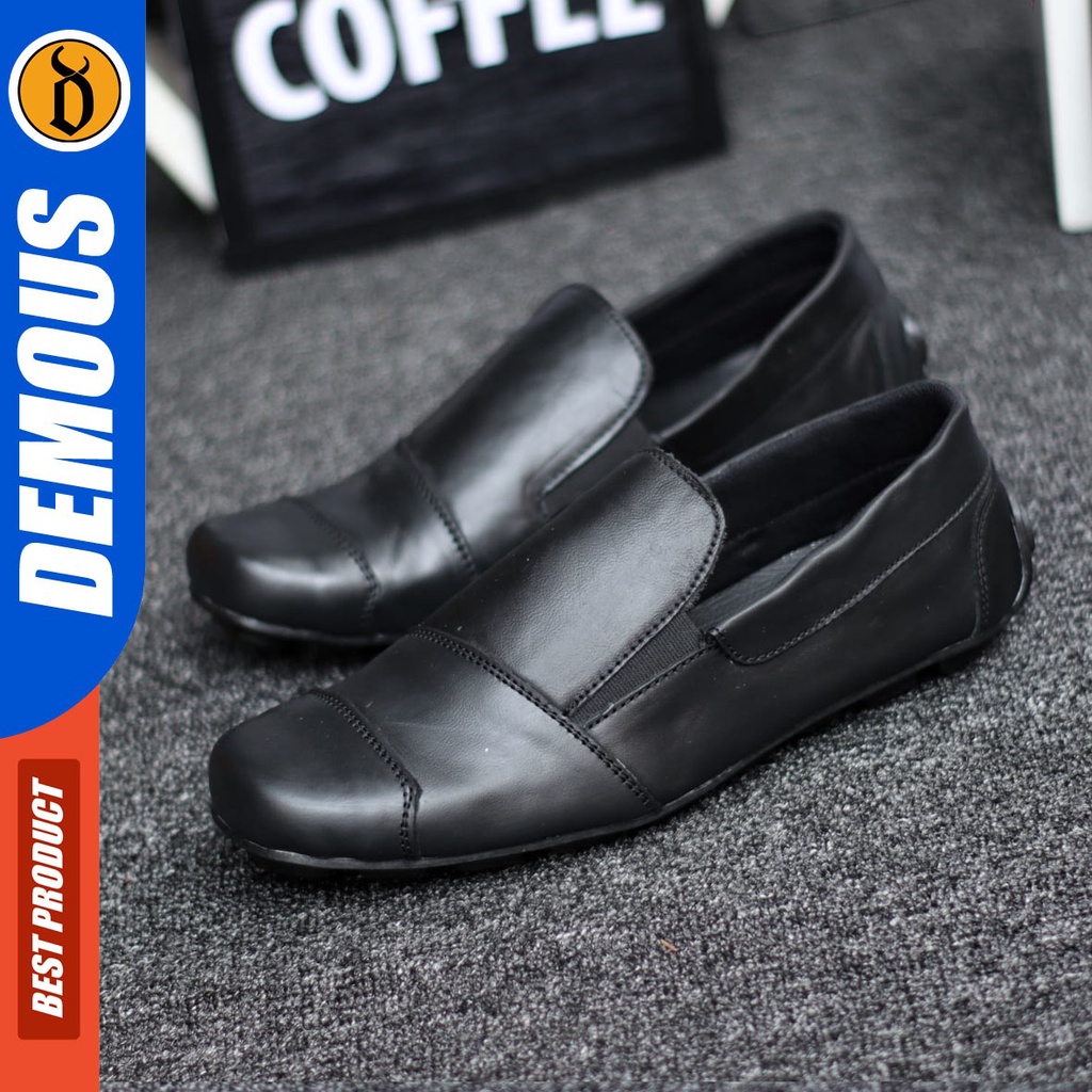 DEMOUS Wark - Sepatu Slip On Pria Casual Kulit Asli