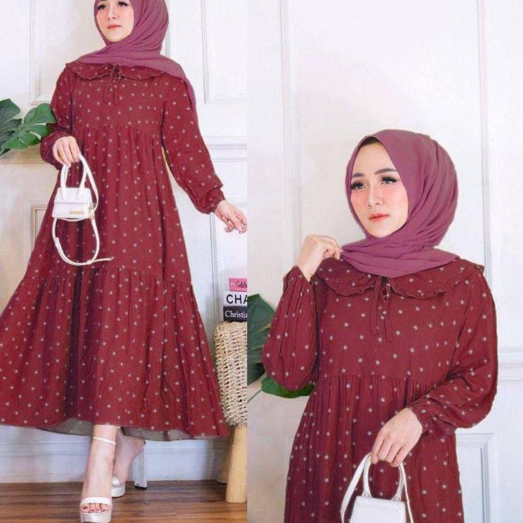 Paling Diminati! DRESS KANIA// GAMIS RAMPEL POLKADOT/ POLKA KEKINIAN TERBARU 2022// GAMIS LEBARAN// 
