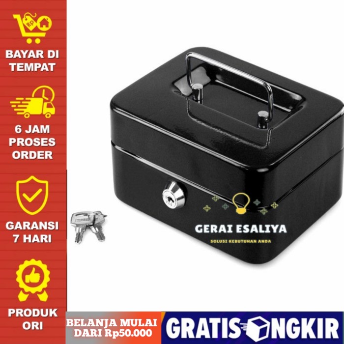 Cash Box Safe Box Kotak Uang Kasir Minimarket 20x16x9cm - BLACK