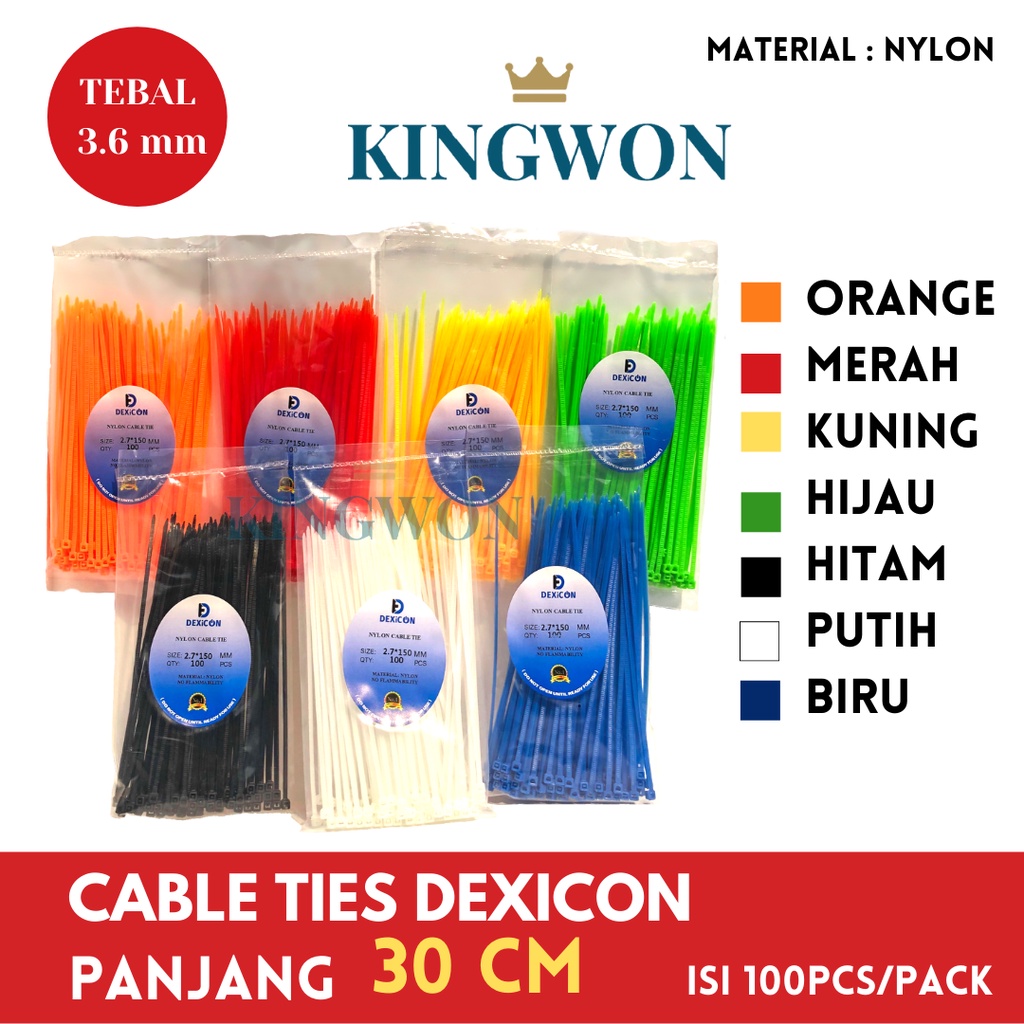 KABEL TIE CABLE TIES 30 cm isi 100 PCS 3.6X300 MM WARNA WARNI