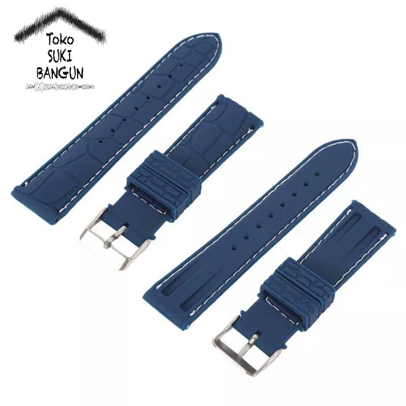 TALI JAM 20mm Rubber STITCH Crocodile Pattern Watch Band Strap