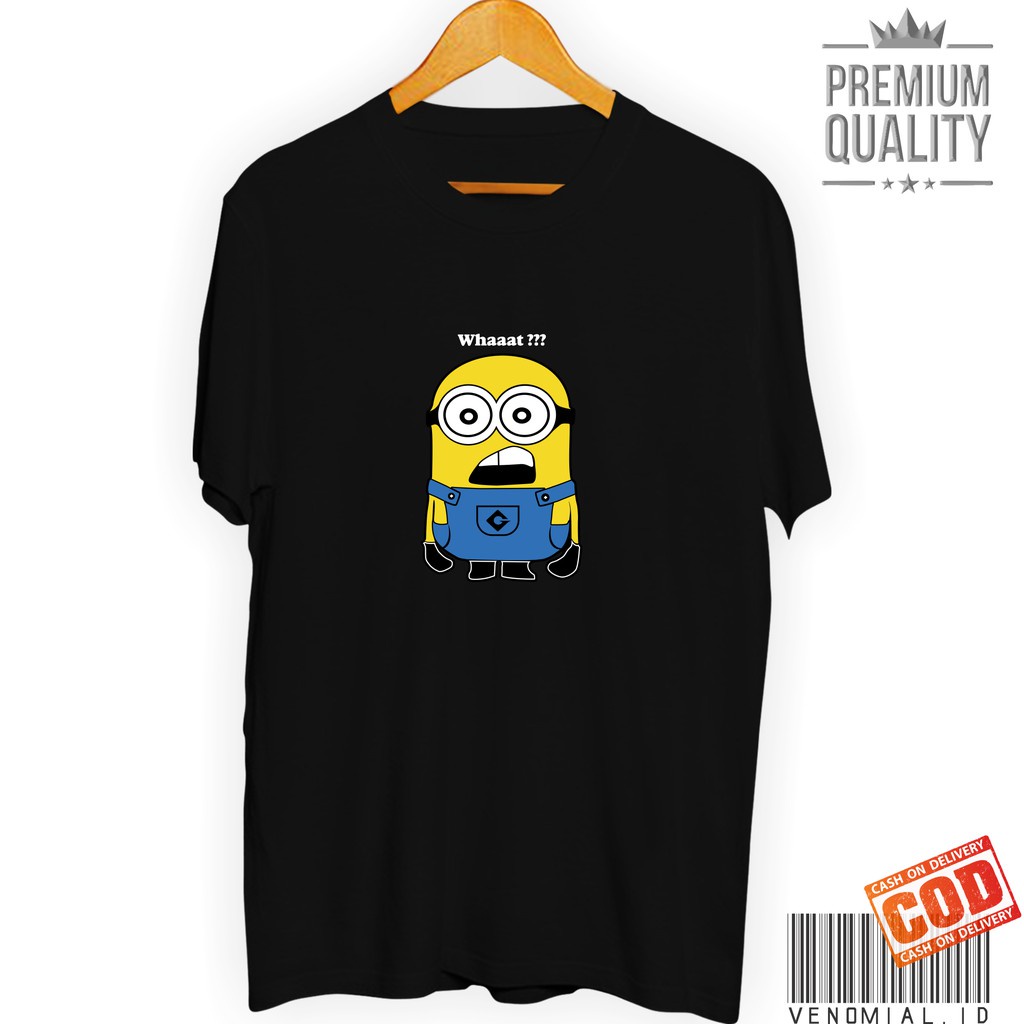 Tshirt Baju Kaos Distro MINION WHAT / Kaos Distro Pria Wanita