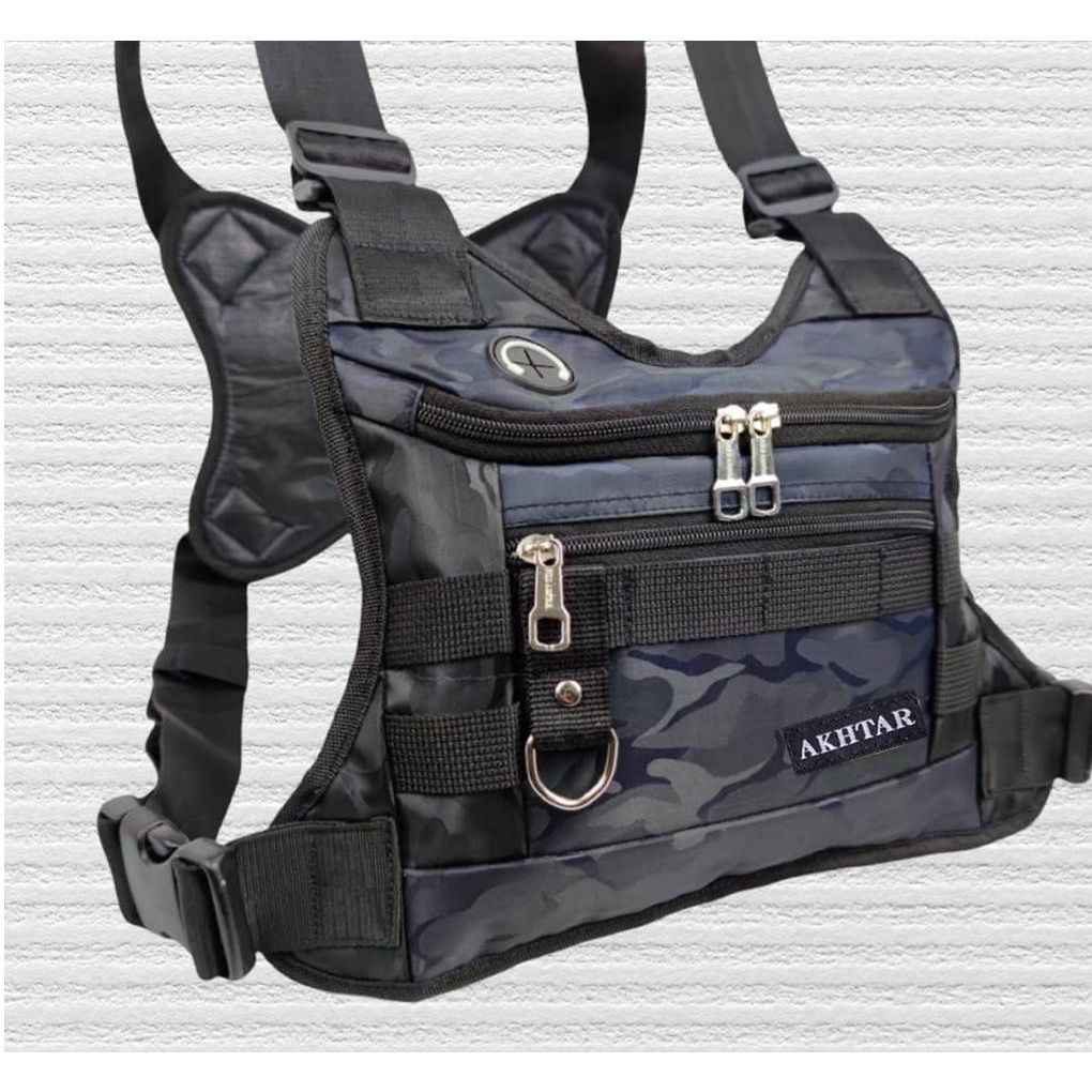 CHEST BAG//TAS DADA SIMPLE BLACK BIKERS/BISA BAYAR DI TEMPAT (COD)-2