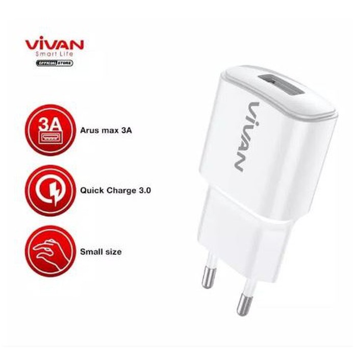 KEPALA CHARGER VIVAN POWER OVAL QUICK 3.0 3A