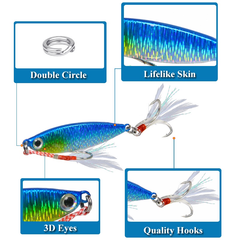 1pc Umpan Pancing Bahan Metal 7g/10g/15g/20g Dengan Kail Fishing Lure Jig Crankbait Swimbait Bass Wobbler Bait Jigging