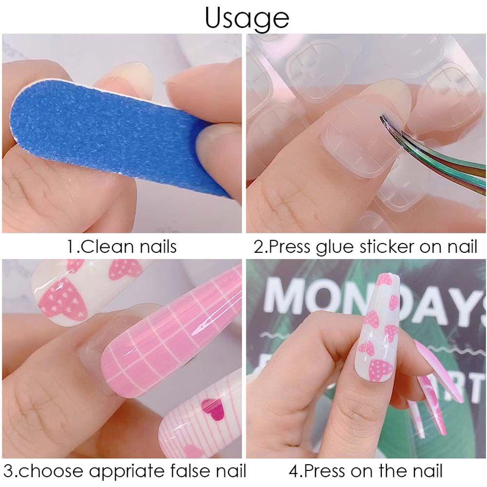 AUGUSTINA Agustinina Berwarna Glasir Kuku Palsu Transparan Reusable Nails Extension Trapesium Tekan Pada Persegi Manicure Set Kristal Tips Kuku Palsu