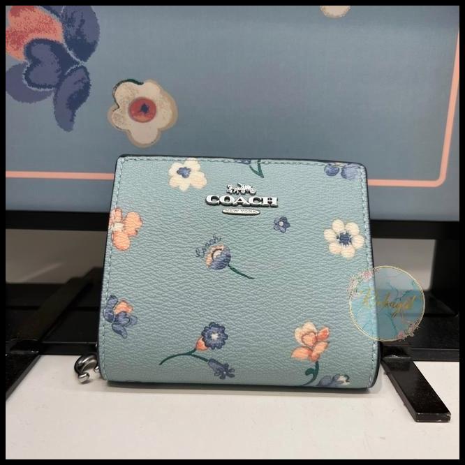 Coach Snap Wallet With Mystical Floral Print In Teal C8703