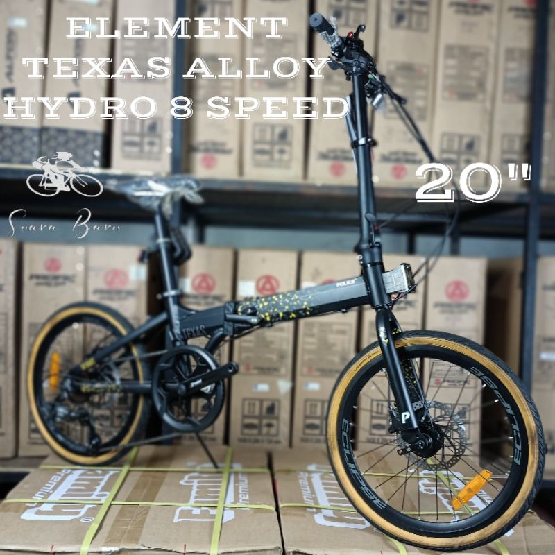 Sepeda Lipat Element Police Texas Alloy Hydro 8 Speed 20 inch
