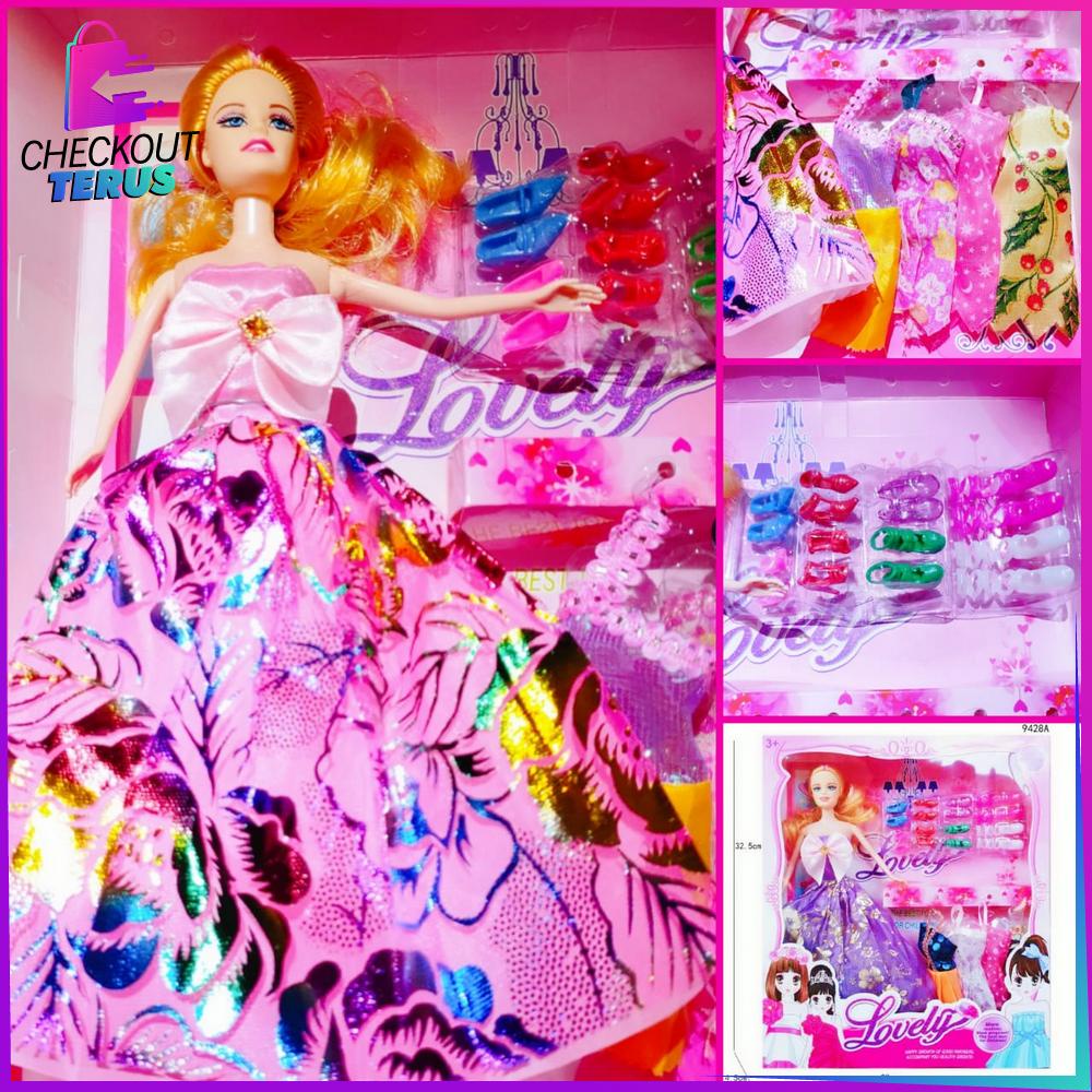 CT M124 Mainan Boneka Anak Perempuan Doll Clothes Baju dan Sepatu Boneka Mainan Set Kostum Boneka Anak