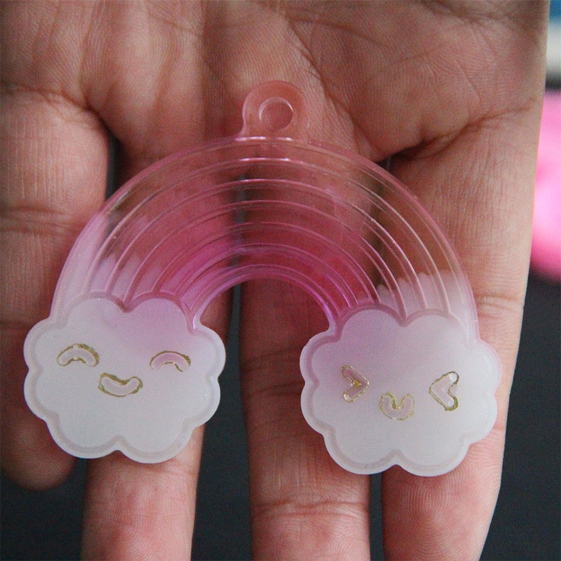 Siy Cetakan Liontin Epoxy Bentuk Awan Pelangi Bahan Silikon Untuk Gantungan Kunci DIY