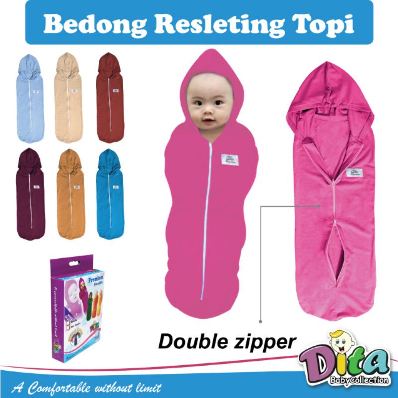 SNI PREMIUM Bedong instan Resleting Topi dita MOONS CARE Bedong topi dita bedong swaddle Instant lampin