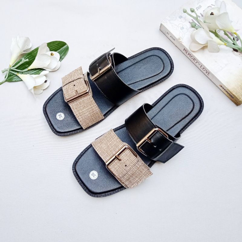 SANDAL FLATS GONI GESPER KOMBINASI