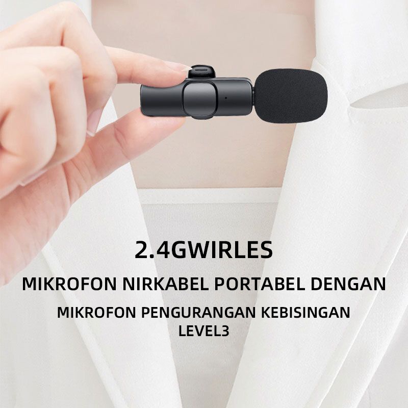 Mikrofon Nirkabel Lavalier Mic Portabel Audio Video pembuatan Rekaman Wireless Microphone HP Klip Untuk IPhone Android