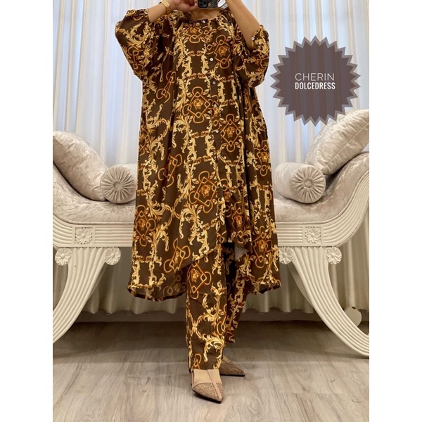 Daster arab DOLCE CHERIN Daily One Set Tunik Jumbo Murah Mewah