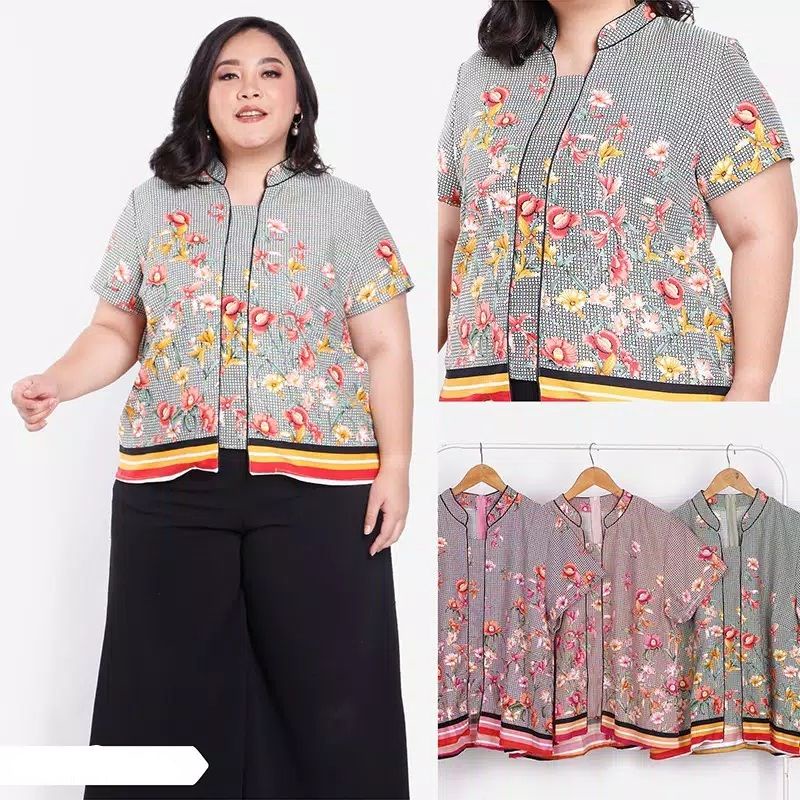 Blouse Kutu Baru Jumbo Batik Bigsize