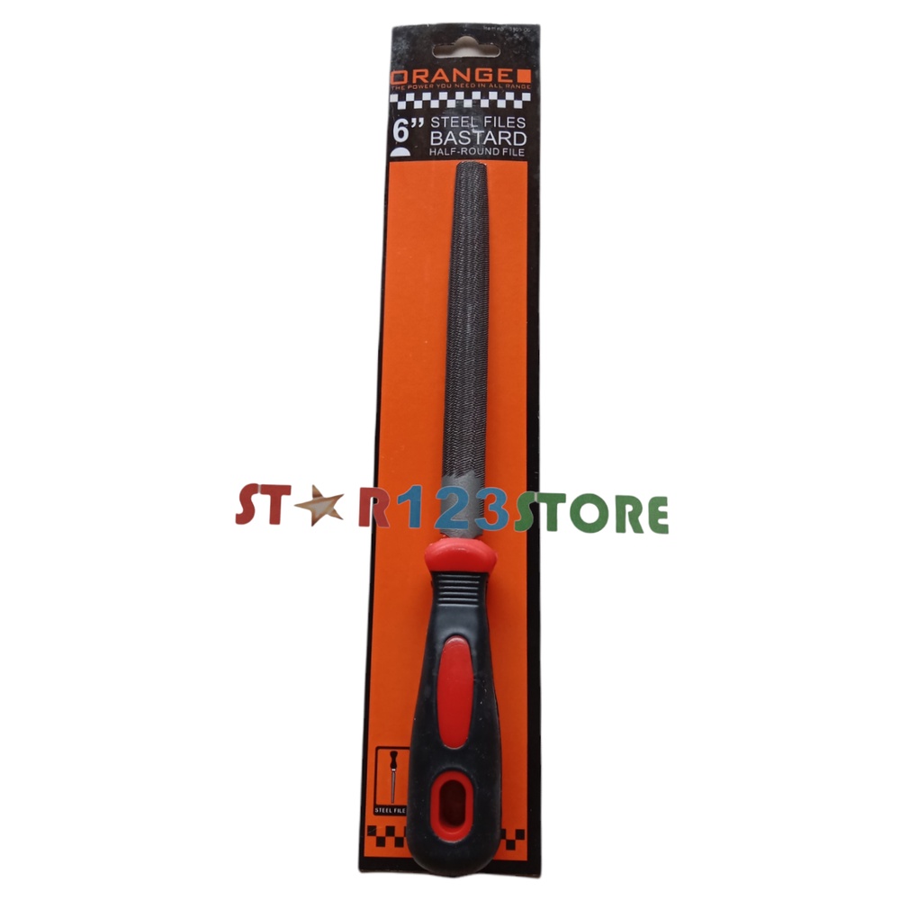 Orange Kikir Besi Setengah Bulat 6" Inch 150 mm Bastard Half Round