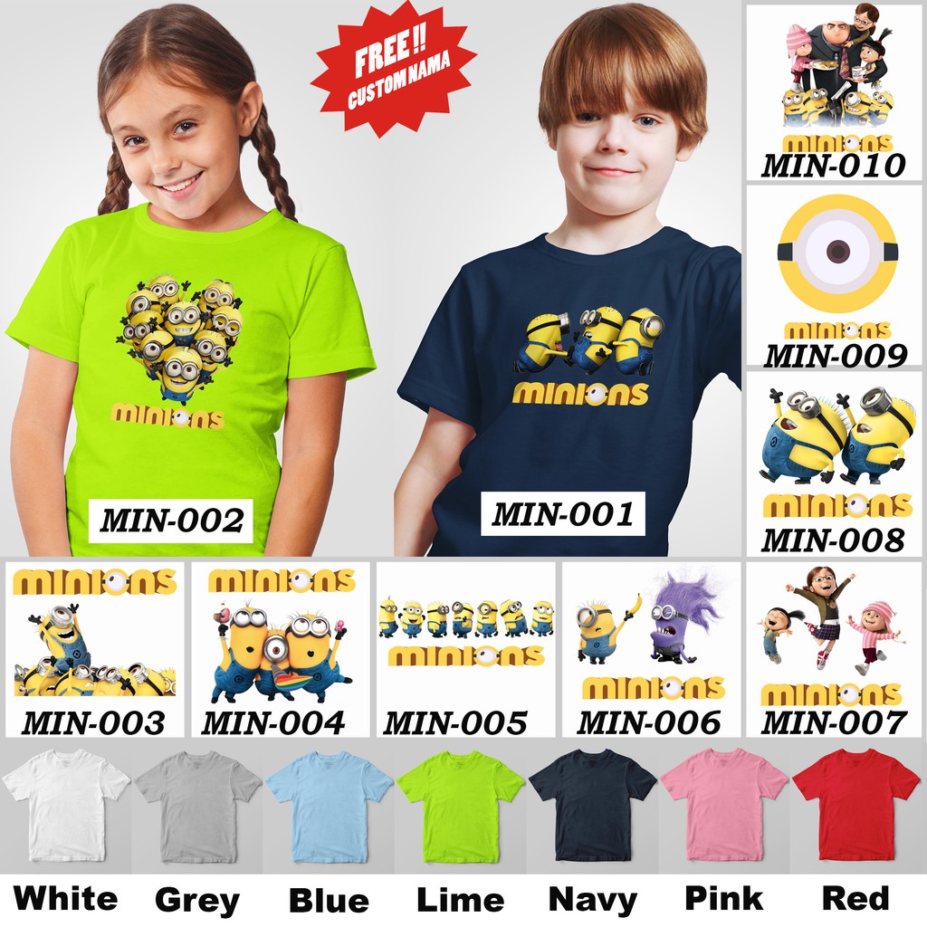 [FREE NAMA !!!] Kaos Anak &amp; Family Minion 100% COTTON PREMIUM