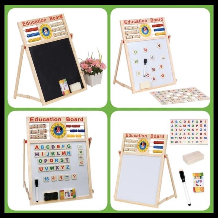 

PAPAN TULIS MAGNET WHITE BLACK BOARD 2 SISI 3IN1 EDUKASI ANAK PINTAR KODE 986