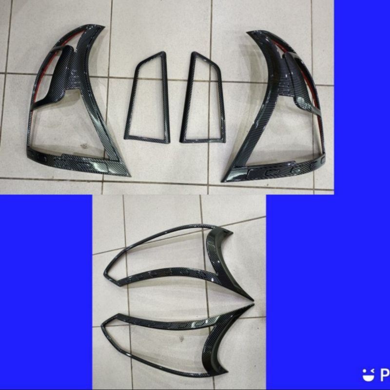 paket garnish lampu depan belakang grand Avanza 2015-2018 full carbon