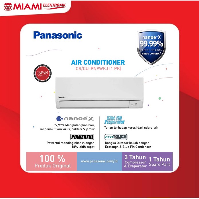 Panasonic CS-PN9WKJ AC Split 1PK Standard Putih
