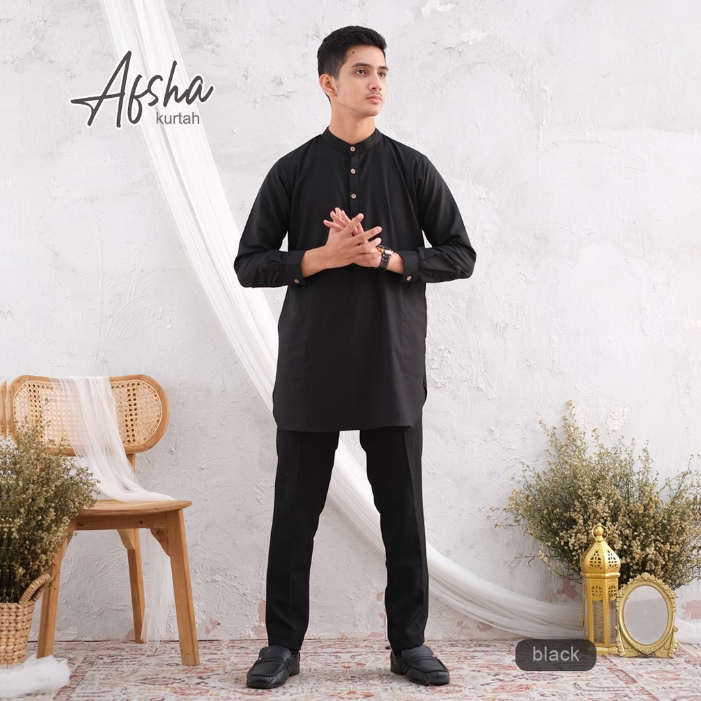 Riskirich Afsha Kurta Baju Muslim Pria Dewasa Kurta Lengan Panjang Premium