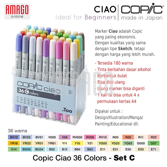 COPIC CIAO - 36 COLOR SET C - CCM/36C