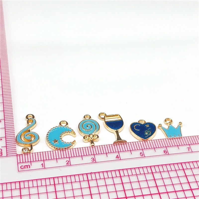 4pcs Liontin Mahkota Bintang Hati Biru Bahan Alloy Charms