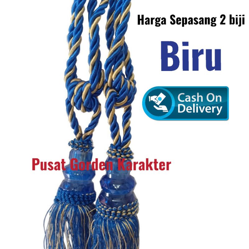 Tali Pengikat Gorden (Tasell/Simbori) BIRU DONGKER Tali gorden tali hordeng ikatan hordeng sangkutan