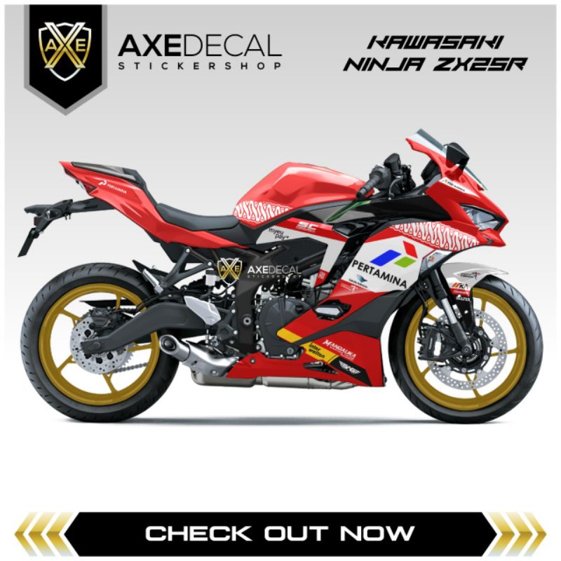 Decal Striping Kawasaki Ninja Zx 25 R Mandalika / Stiker Motor Ninja Zx25R Pertamina / Stock Decals
