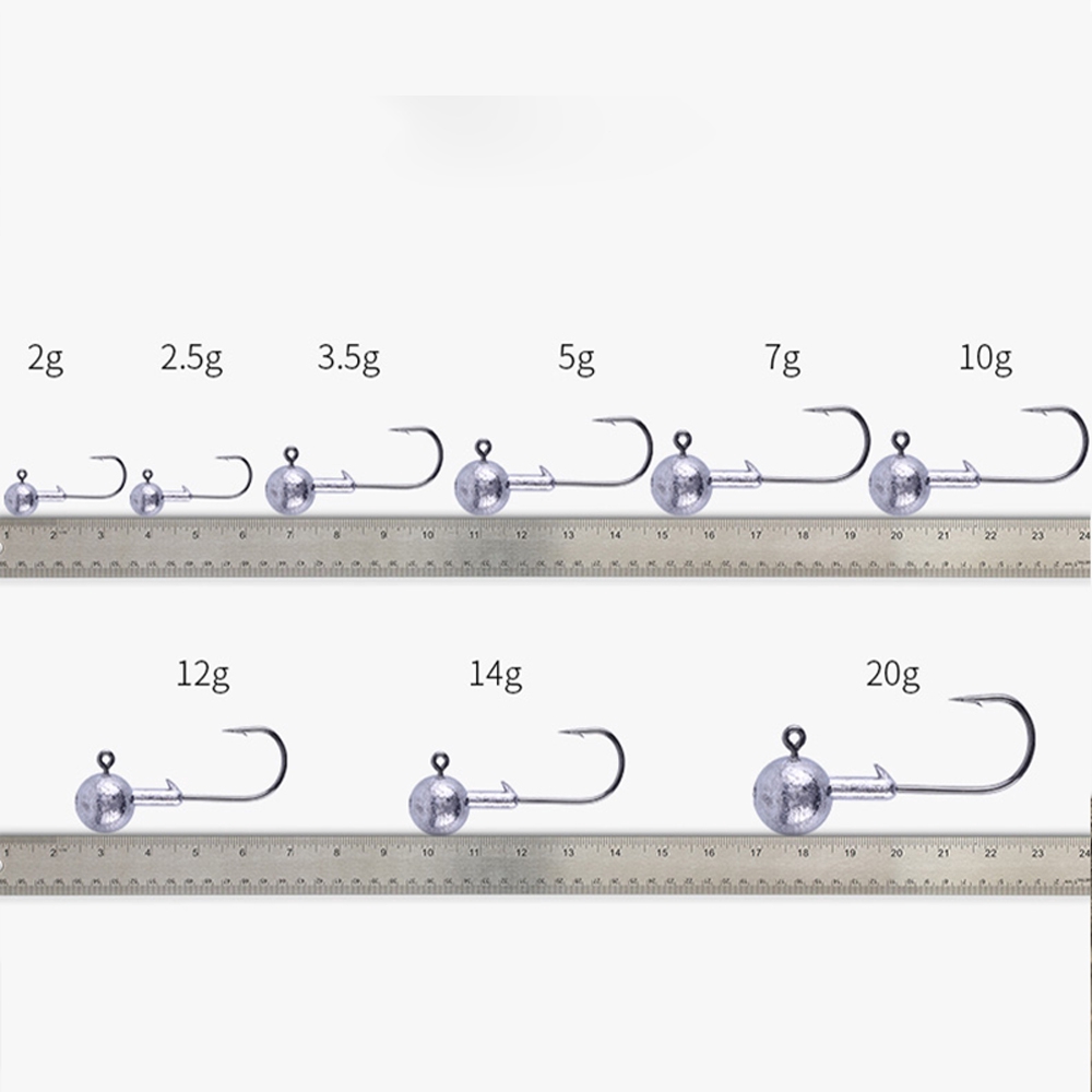 TOKUSHIMA 50/25/10 PCS 1g - 20g Memimpin Jig Kepala Baja Karbon Memancing Kail