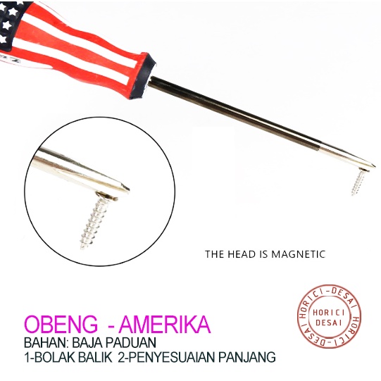 ASLI+MURAH.BARANG BAGUS / OBENG AMERIKA 4 INCH / BOLAK BALIK / PENYESUAIAN PANJANG