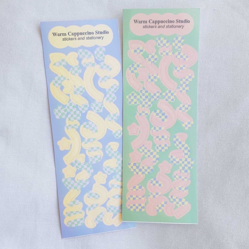 

[Warm Cappuccino] Sticker Deco Checkered Edition ( Ribbon Confetti Toploader Polcos Polaroid)