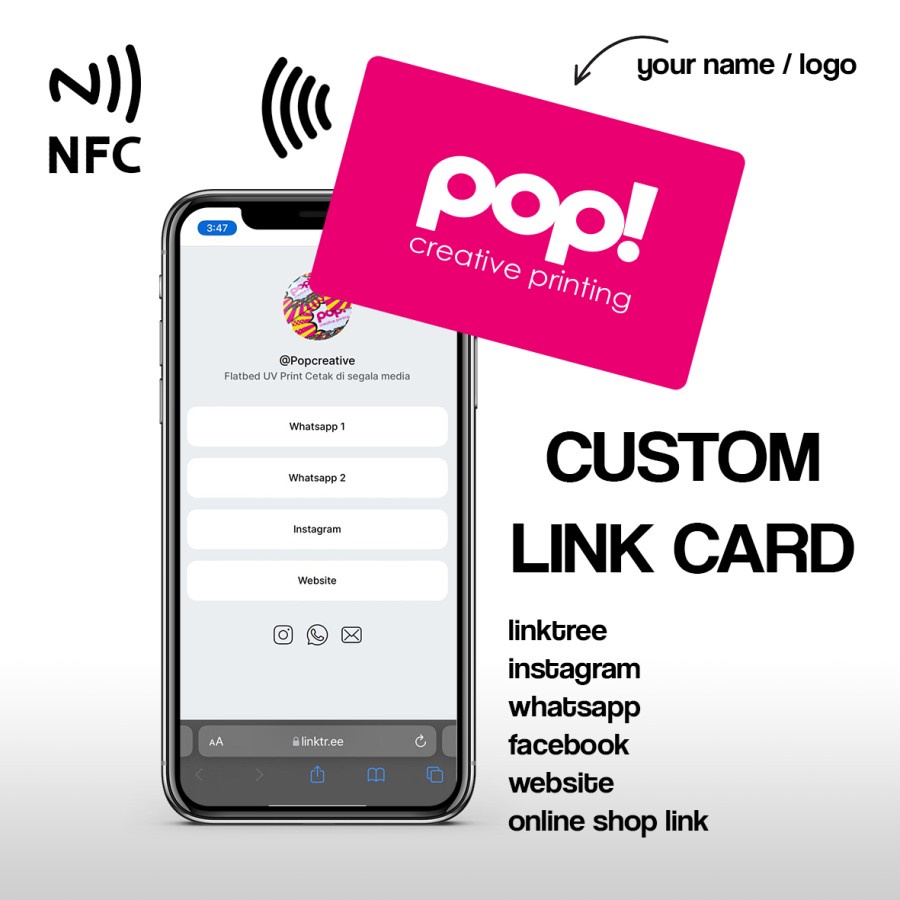 Kartu Nama Pintar NFC Smart Business Card Digital Tap Emboss Timbul