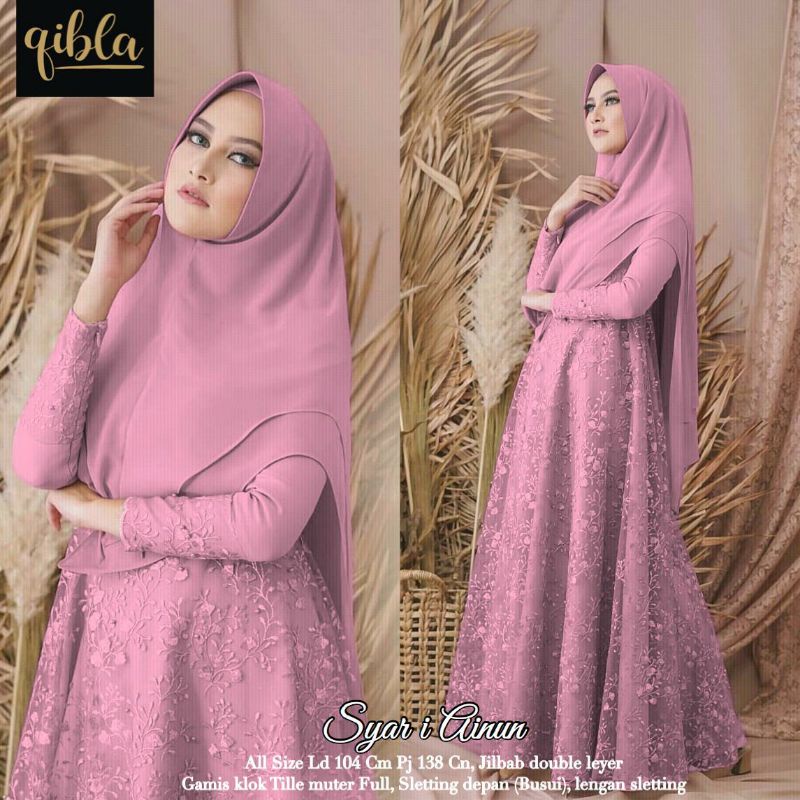 terbaru bisa bayar di tempat  gamis syar'i ainun brokat (bisa bayar cod)/ gamis pesta / GAMIS PESTA 