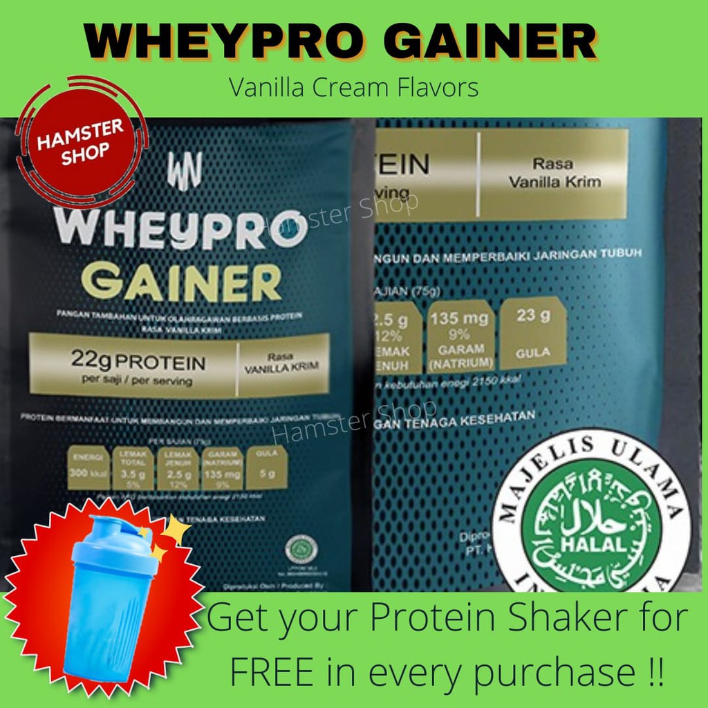 

Gainer Mass Wheypro BPOM MUI Susu Protein Peningkat / Penambah Berat Badan Vanilla