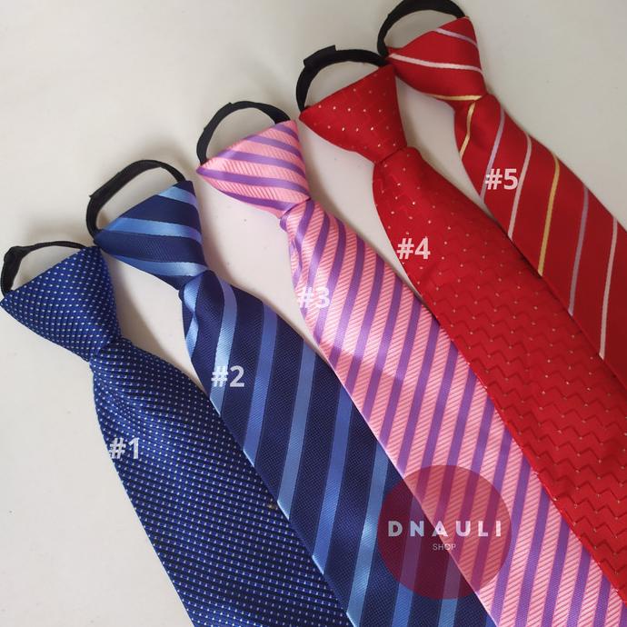 dasi resleting pria biru merah