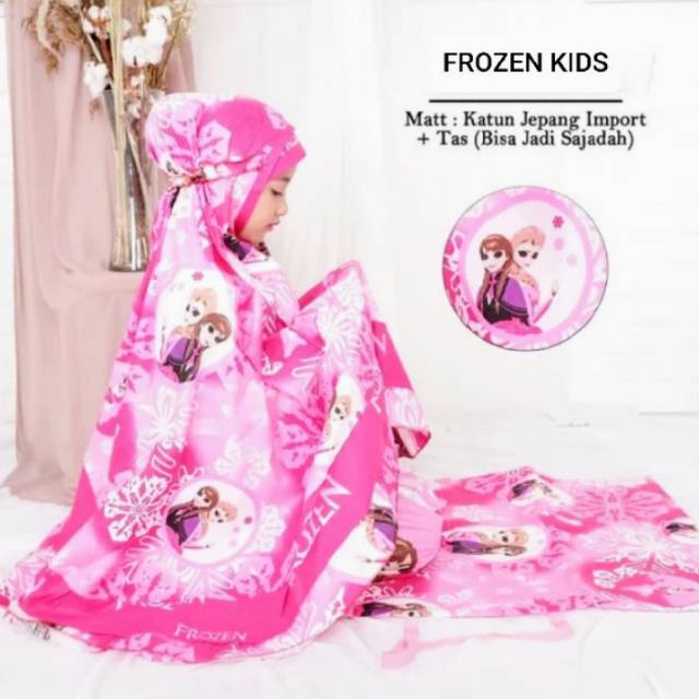 Mukena Anak Frozen Free Sajadah Dakron/Mukena Anak/Mukena Anak Sajadah