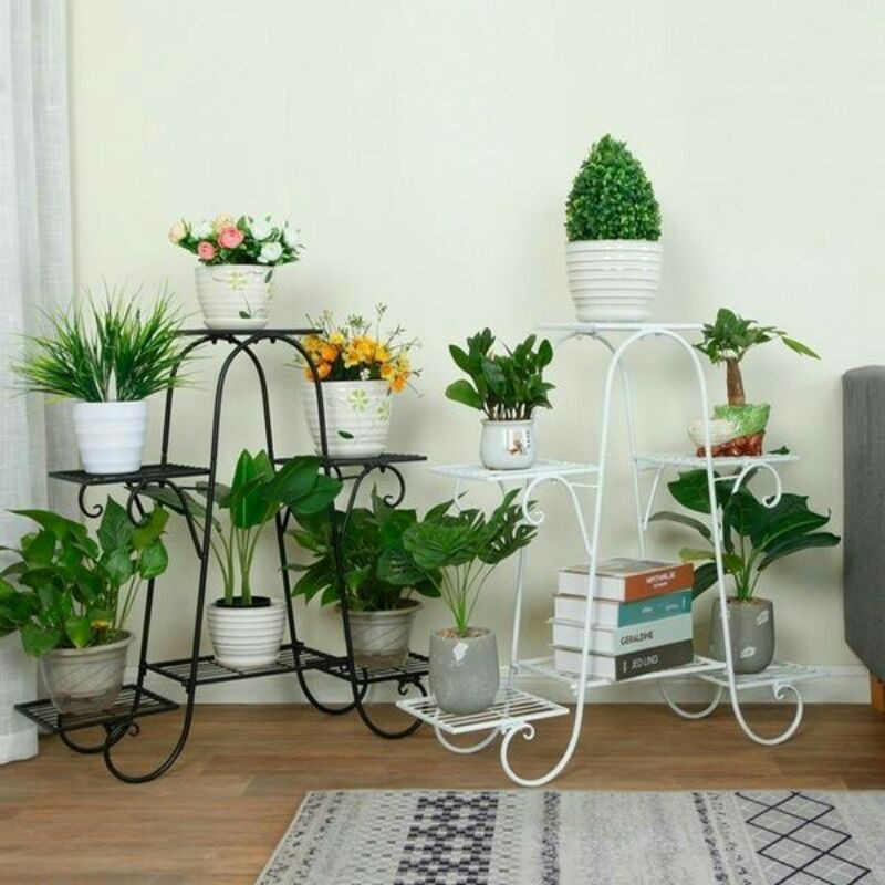 Rak Pot Dekorasi Besi  Rak bunga besi 6 susun Rak bunga Hias unik