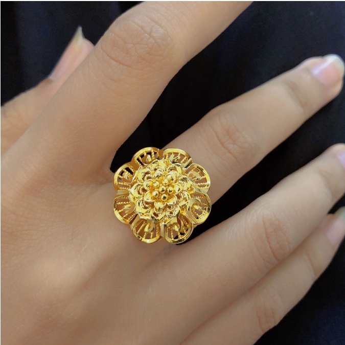 Cincin Bunga Kendari Cincin Dubai Titanium Lapis 24Karat Gold Model 7