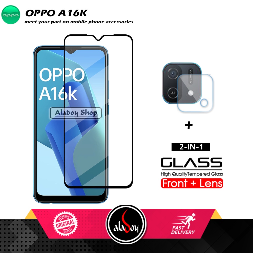 PAKET 2 IN 1 Tempered Glass Layar Oppo A16K Free Tempered Glass Camera