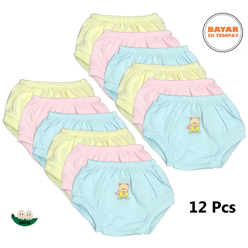 BAYIe - 12 Pcs Celana SEGITIGA Bayi Warna LILY Kualitas PREMIUM Bahan TC tebal 0-6 bln/celana kodok