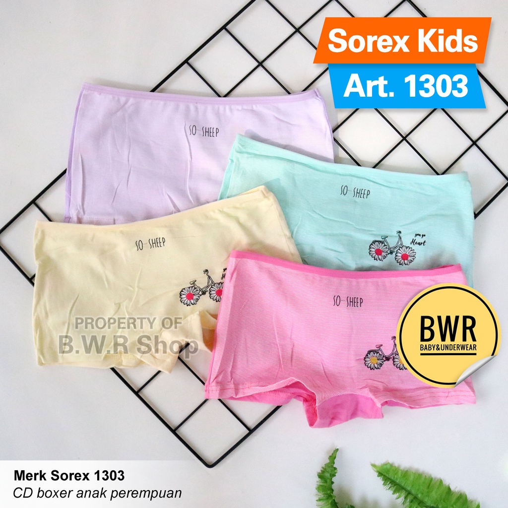 [ 2pc ] CD Boxer Sorex 1303 Motif Sepeda Salur / Celana Dalam Anak Perempuan 2strap || Bwr IX