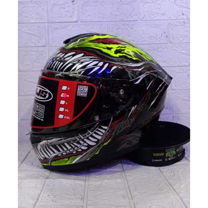 HELM FULLFACE NJS ZX1 MOTIF HELCREEF BLACK DOFF ORIGINAL TERBARU