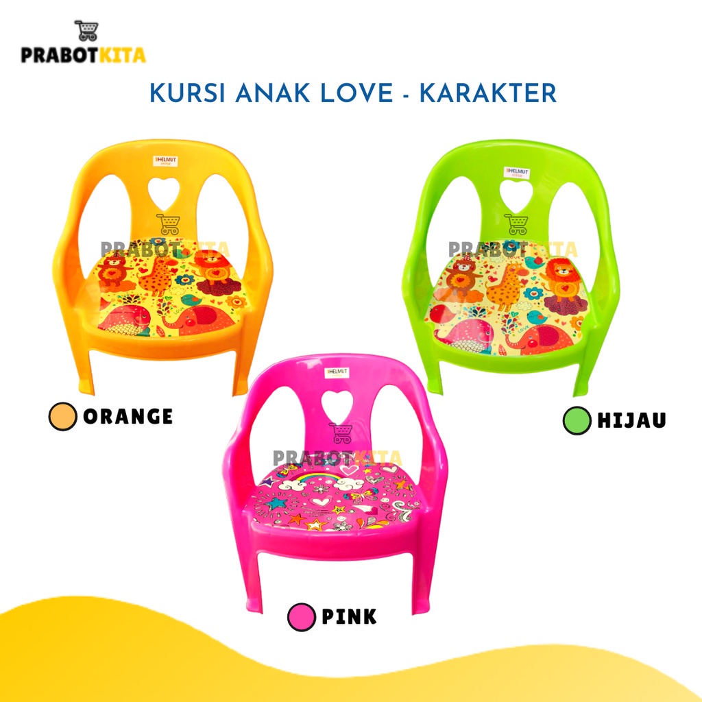 Kursi Anak Mini Love Karakter - ZLG / Kursi Plastik Kecil / Kursi Paud TK / Bangku Anak Gambar Kartun