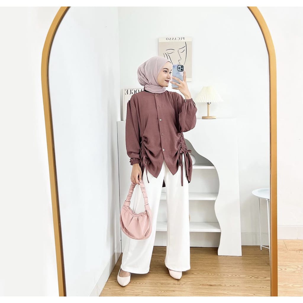 HELWA BLOUSE PREMIUM AIRFLOW CRINCKLE RAYON DEODORA WANITA