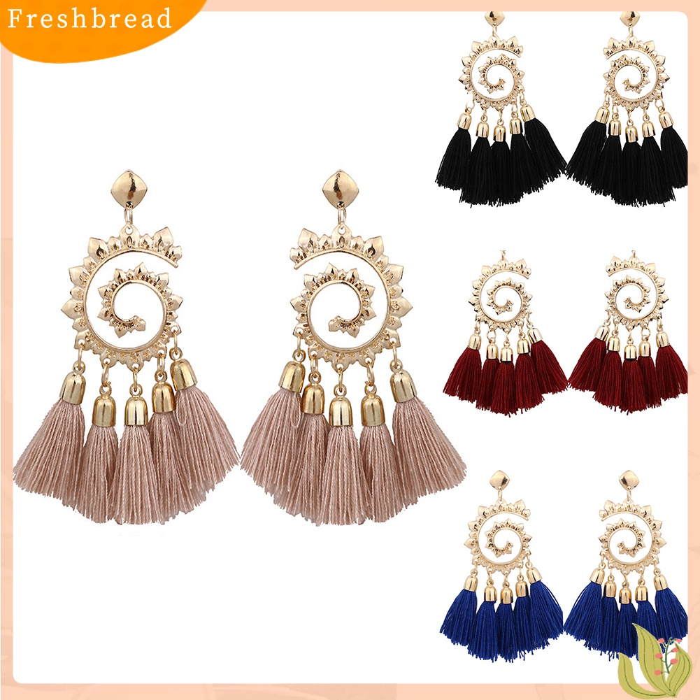 [TERLARIS]Bohemian Women Spiral Pendant Thread Tassel Dangle Drop Earrings Jewelry Gift