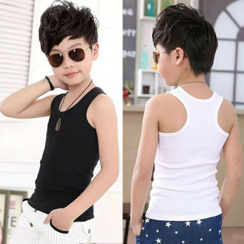 singlet anak polos 2-10th cowok cewek kaos singlet anak anak polos unisex