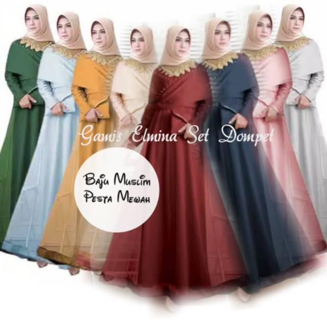 GAMIS ELMINA ORIGINAL BAJU PESTA MEWAH BAJU MUSLIM TILE BORDIR DRESS UNDANGAN NATASHA murah agrabuti