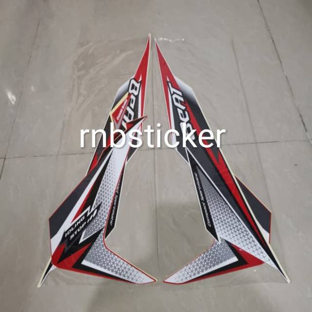 Stiker striping stripping motor honda beat fi 2019 lis hitam merah